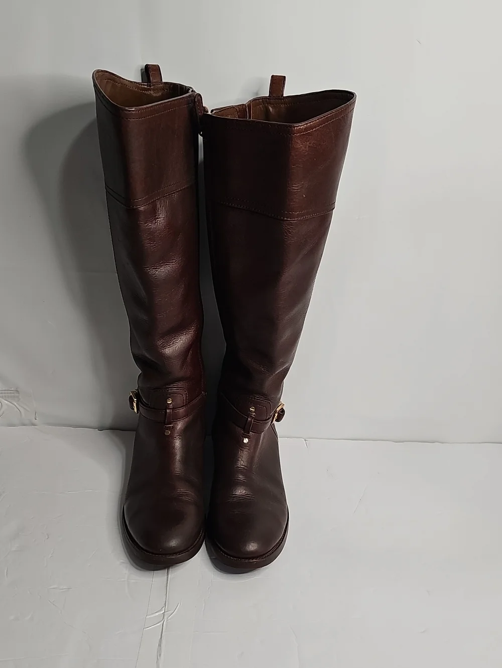 Tory Burch Simone Dark Brown Leather Over-the-Knee Riding Boots.